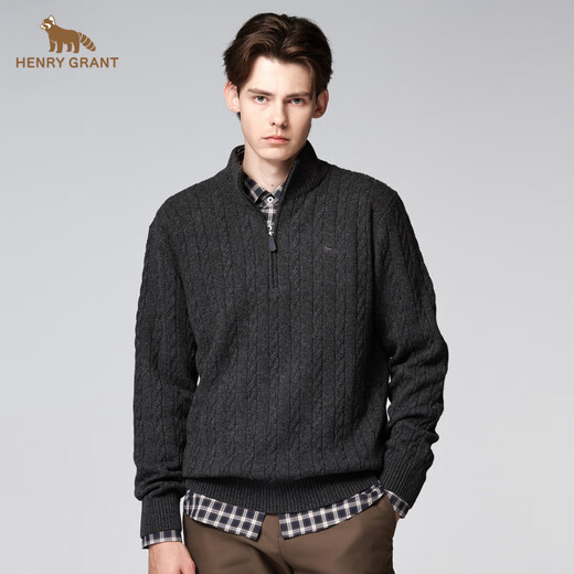 HENRY GRANT Henry Grant Casual Winter Men's Loose Cardigan Sweater Comfortable Sports Regular Knitted Sweater Autumn Dark Gray (QBY244122U311) One Size 46 (170/92A)