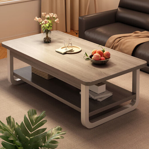 Coffee table, living room, home, small apartment, rental house, double-layer dining table, simple and simple new style sofa tea table, bold and thick, warm white 100CM