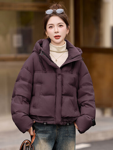 ROMON down jacket women's short 2025 winter new style small high-end fashion foreign style age-reducing slimming white duck down jacket off-white M