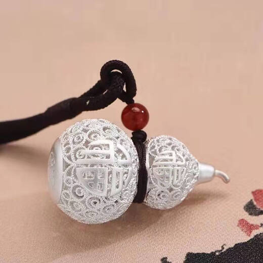 KZD Old Phoenix 999 sterling silver hollow full silver gourd necklace for men and women, universal blessing silver gourd pendant hollow silver gourd pendant