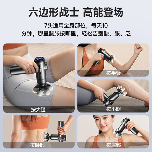 KONKA Fascia Gun Massager Neck Mask Gun Whole Body Neck and Shoulder Muscle Relaxation Massage Stick Practical Birthday Gift for Mom and Dad Chinese Valentine's Day Gift for Boyfriend and Girlfriend 7 Heads MAX Model 99 Gears + 9 Massage Heads + Large Area Massage