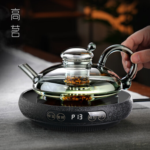Gaoming (gaoming) new rat tail glass teapot high-end tea set household ultra-thin high-power exquisite electric ceramic stove tea set rat tail teapot + Tang Jing stove