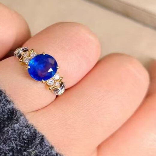 HEEKAIYI Sapphire Ring for Women Royal Blue 18k Gold Diamond Ring Chinese Valentine's Day Birthday Gift for Wife and Girlfriend Selected 2.09 Carat/Royal Blue
