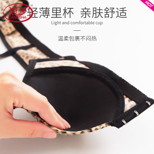 LangSha Leopard Print Front Button Large Size Sexy, Comfortable and Breathable Women's Underwear Push-Up Sagging Bra Top Supporting Secondary Breast Bra Gold (Single Pack) 80B 36C Suitable for 95Jin Jin is equal to 0.5kg within