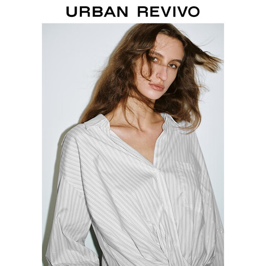 UR2026 Spring New Women's Mobile Philosophy Trendy Twist Striped Blouse Shirt UWJ250058 Original White Stripes (Fabric Slightly Transparent) S