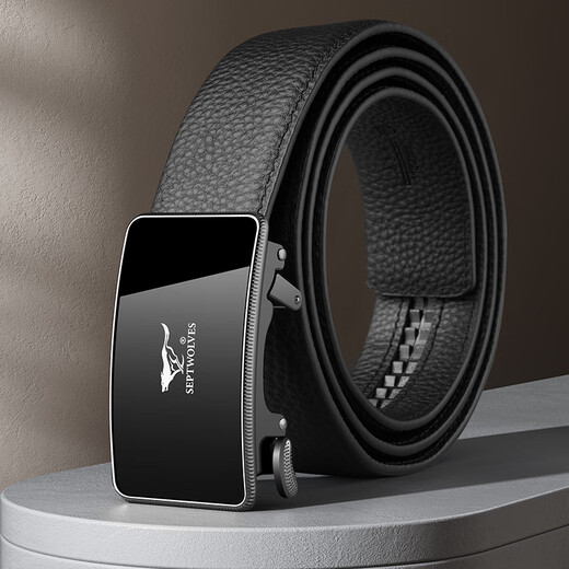 Septwolves belt cowhide inner wear automatic buckle men's belt gift box anniversary gift birthday gift for boyfriend husband father