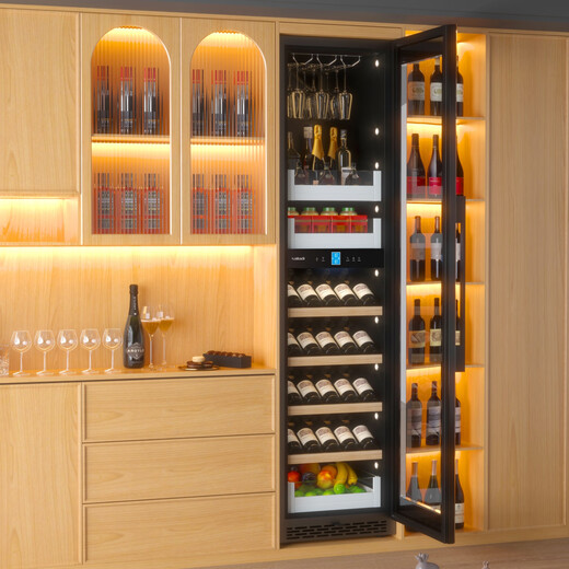 Kelati red wine cabinet constant temperature wine cabinet home 2 meters high large capacity can be embedded in the living room glass door frost-free wine cabinet villa wine cabinet tea preservation cabinet beer and wine display cabinet 2 meters high dual temperature red wine hanging cup ice bar single layer full 270L