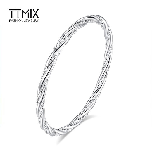 TTMIX twist platinum bracelet pt950 white gold bracelet for women, round solid platinum bracelet birthday gift 56mm, weight 37-39g, width 4.0mm