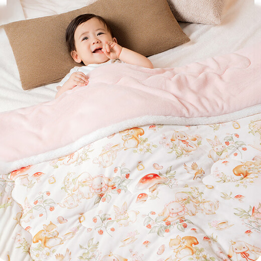 More Rabbit Baby Quilt Maternal and Child Class A Children's Autumn and Winter Wool Throw Blanket Kindergarten Baby Thickened Nap Blanket Constant Temperature Quilt Whale Falling into the Clouds Thickened Applicable Temperature 0-15 Wool Constant Temperature 120*150cm丨10A Antibacterial丨Double Temperature Control