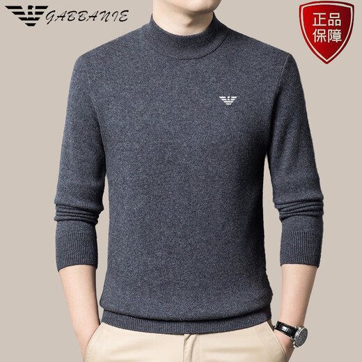 ARMANI EXCHANGE Armani pure cashmere sweater men's half turtleneck thickened sweater winter knitted base cardigan for men black half turtleneck L 170 recommended weight 125-140Jin Jin equals 0.5 kg