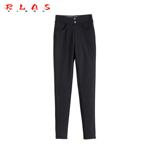 RLAS goose down down pants for women's outer wear in winter, plus velvet and thickening, Harbin cold-resistant and warm high-waisted small-foot bottoming cotton pants, black, classic high-waisted XL weight (115-125Jin Jin is equal to 0.5 kg)