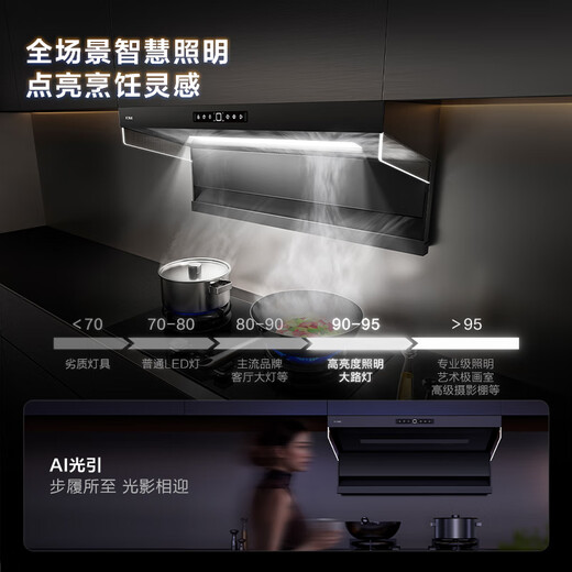 FOTILE L10 ultra-thin top-side double-suction 29 air volume package is officially recommended with 03-TEK20 silent purifying air and hidden odor double-sided smoke-blocking range hood for home use