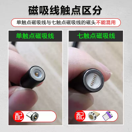 Tianmiaomiao three-pack universal seven-contact magnetic charging head fast charging Android single-pin blind head suitable for Apple tablet dust-proof plug car charger bracket magnetic charging seven-color contacts 3 suitable for Apple port 0.04m