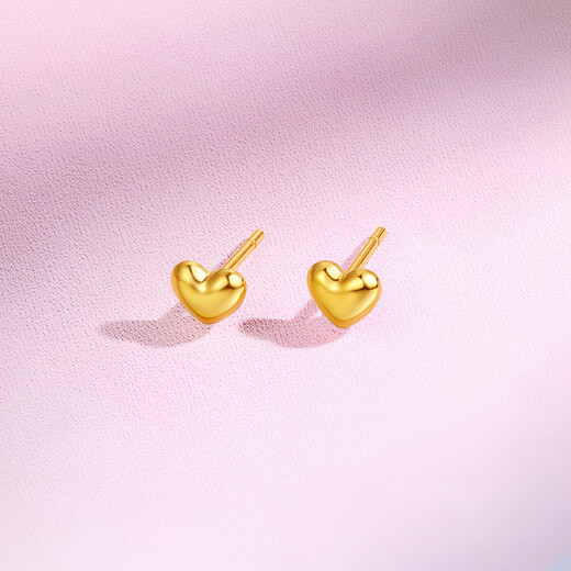 Saturday Fortune Pure Gold 999 Love Gold Earrings Women's Earrings Birthday Gift Price AA096006 About 0.85g One Pair