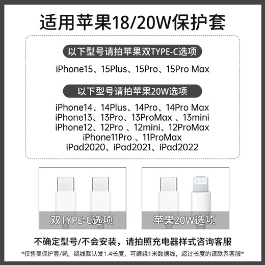 HAPPYMAKER适用苹果iphone15promax数据线保护套手机快充15充电器保护套14手机壳13防折断缠绕绳双接口线套 苹果20W四件套【薄荷绿-线套一色】带防尘塞款