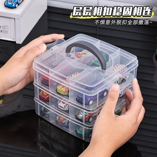 Hot Wheels storage box alloy model car ornaments children's baby pocket car toy car display rack with cover portable - 5 layers 30 grids