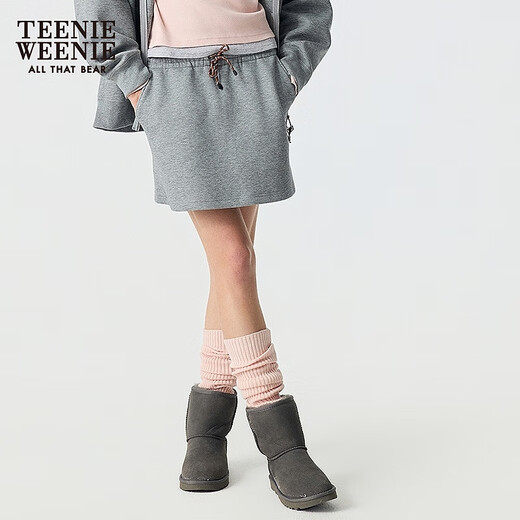 Teenie Weenie小熊女装卫裤2025年秋季新款简约气质舒适松紧腰短裤 深灰色 S