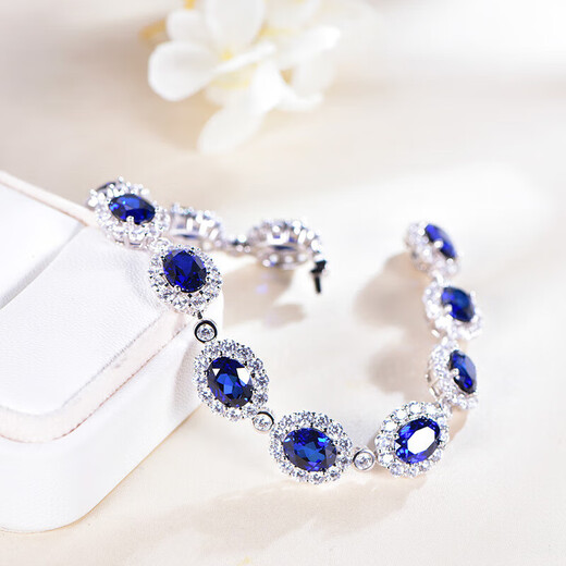 Fuwu Artificial Sapphire Bracelet Cultured Colorful S925 Sterling Silver Jewelry Non-Natural Light Luxury Jewelry S925 Cultured Sapphire Bracelet