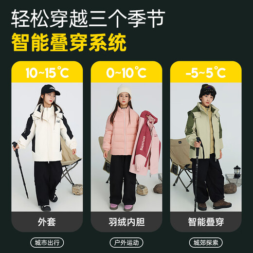 Ducky children's down jacket winter new three-in-one outdoor windproof jacket for boys and girls, medium and large children's charge jacket CC