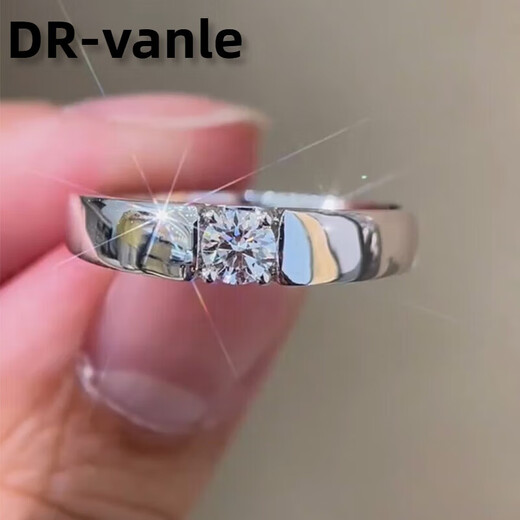 DR platinum men's moissanite ring pt950 diamond ring smooth wedding ring proposal engagement ring Valentine's Day gift 1 carat D-E color/extreme white gift box + certificate PT950 live mouth (size adjustable)