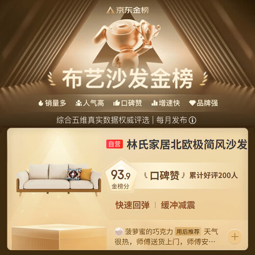 Lin's Home Sofa Living Room 2025 New Simple Log Style Solid Wood Leg Fabric Small Apartment Straight Row Sofa Home S023