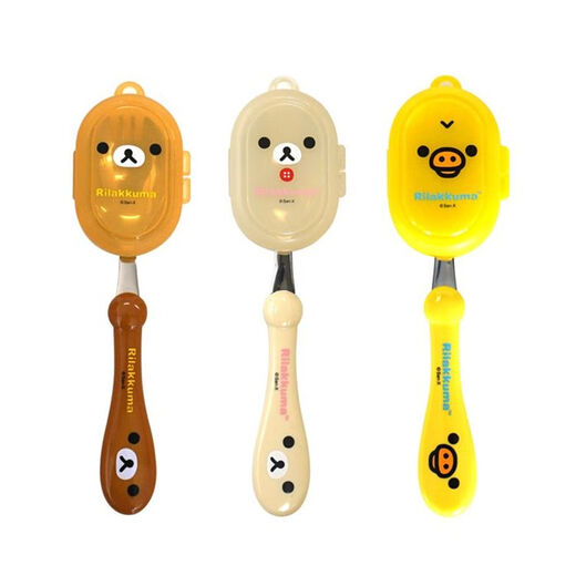 Bear (Bear) rilakkuma stainless steel fork spoon children's tableware portable feeding spoon 3 years old and above brown bear fork spoon