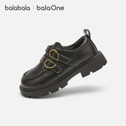 Balabala children's shoes girls princess shoes black matte small leather shoes 2026 new spring and autumn baby shoes new year fashionable and versatile