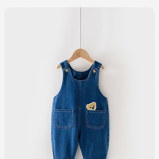 G.DUCKKIDS baby denim overalls spring and autumn one-year-old boys and girls fashionable and cute jumpsuits children pp pants baby pants blue 80