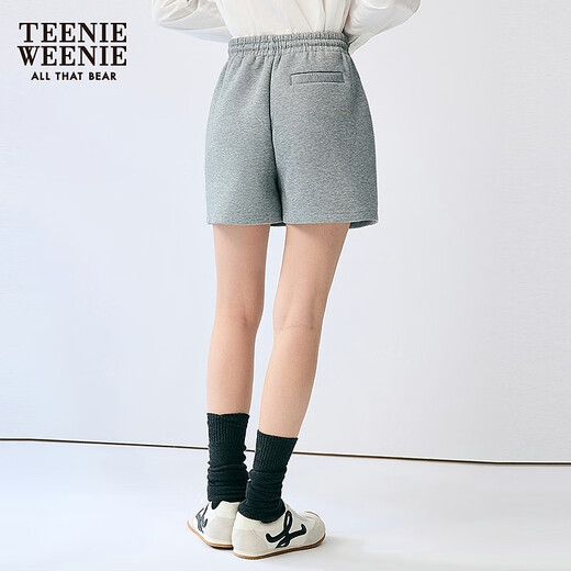 Teenie Weenie小熊女装卫裤2025年秋季新款简约气质舒适松紧腰短裤 深灰色 S