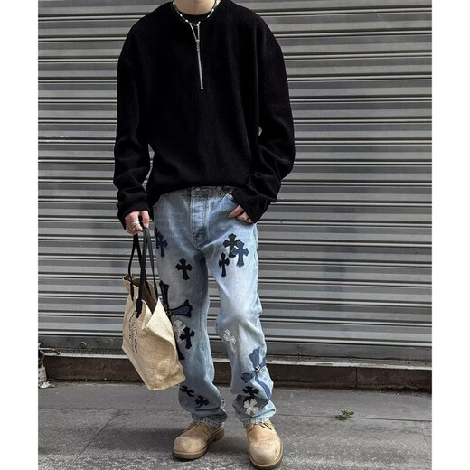 American half-zip Henry collar T-shirt men's spring and autumn cleanfit long-sleeved inner layering shirt tough guy wear sweatshirt gray regular high quality M recommended 90-110Jin Jin equals 0.5 kg