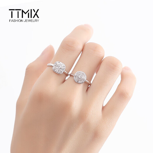 TTMIX platinum ring fashion pt950 platinum ring women's high-end living ring birthday gift square 3.7-3.9g