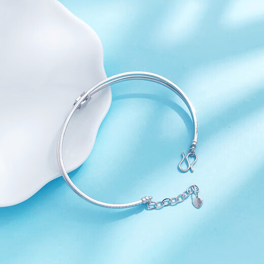 Beijing Gold Trading Center Co., Ltd. Platinum Star Imitation Diamond C-shaped Bracelet Push-pull Bracelet Adjustable Half Bracelet About 8g