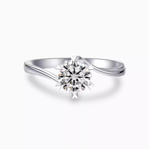 I Do platinum PT950 diamond ring 1 carat snowflake twist arm cultivated diamond proposal engagement diamond ring gift for girlfriend Snowflake twist arm 50 points diamond size 18