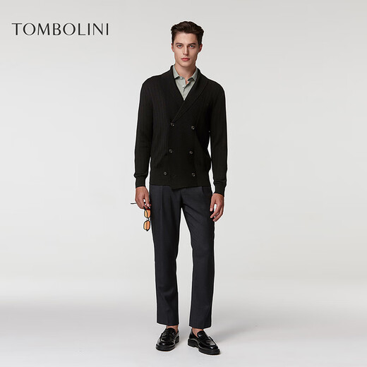 Tombolini wool cardigan black double-breasted knitted sweater jacket autumn new sweater black one size 48