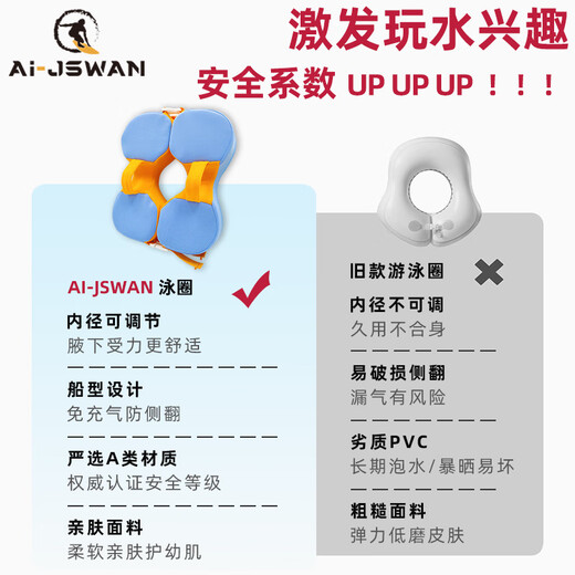 AI-JSWAN children's baby swimming ring armpit ring children's swimming ring anti-rollover beginner baby life vest swimming ring tender green one size
