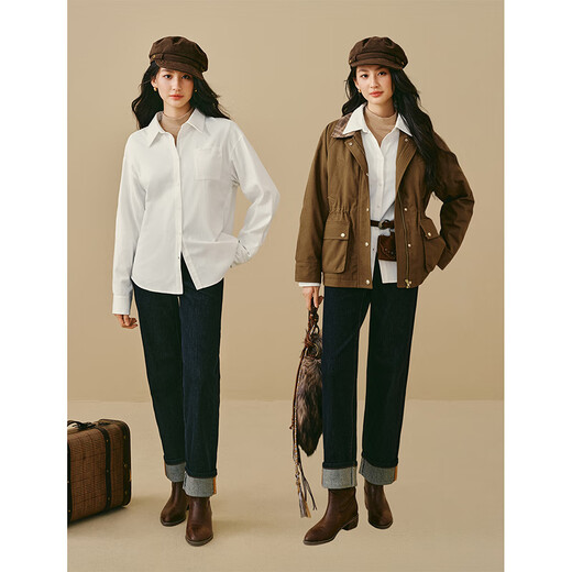 Inman Original Color Velvet Straight Jeans 2025 Winter Women's New Cuffed High Waist Trousers Dark Denim Blue 27