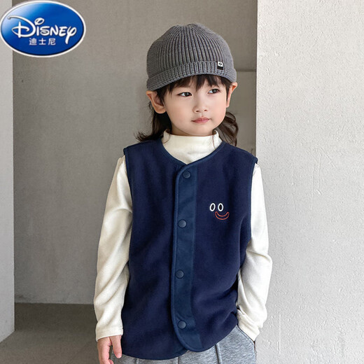 Disney children's vest autumn and winter style boys vest outer wear new boys winter polar fleece vest jacket thickened vest matte pine green 130 cm