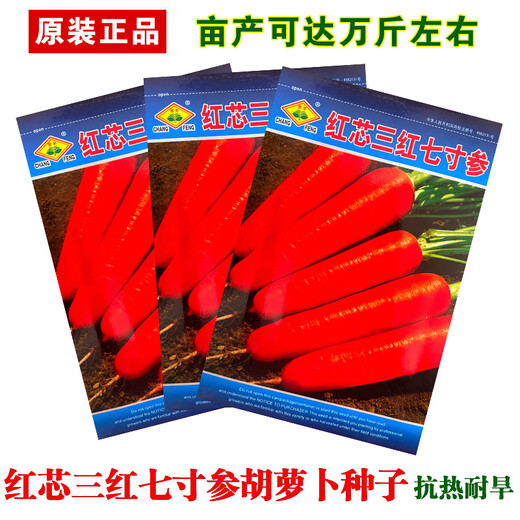 Цюин красное ядро три красных семидюймовых женьшеня семена моркови термостойкие семена редиса красное сердце семена моркови полевая база красное ядро три красных семидюймовых женьшеня около 500 капсул/Changfeng Seed Industry