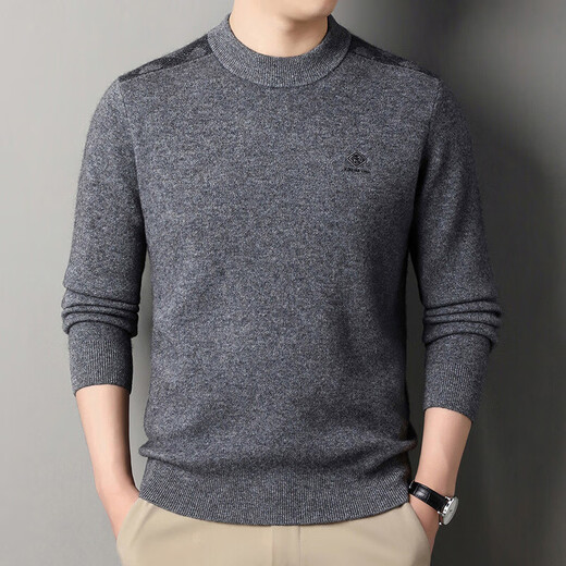 Deer King Optim high-end brand cashmere sweater men's sweater 2025 winter thickened and warm 100 pure cashmere knitted bottoming sweater medium green gray M 165 recommended weight 100-120Jin Jin equals 0.5 kg