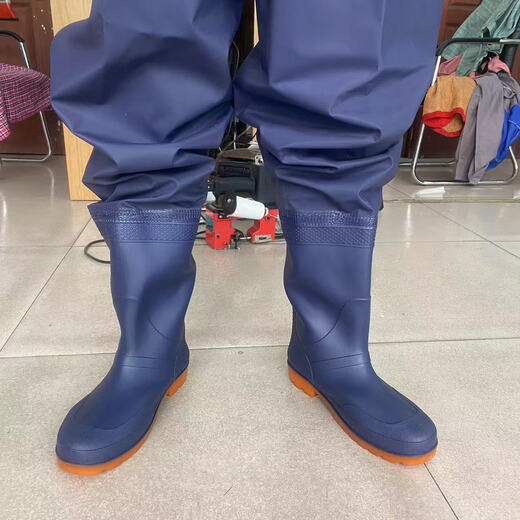 Yongting thickened one-piece Yongting waders half-length fishing pants wading pants waterproof lotus root digging fishing rice transplanting clothes wholesale navy blue 40