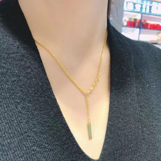 Di is the old Phoenix 999 gold signed necklace 18K gold pendant lucky signed gold bar safe signed summer neck clavicle chain