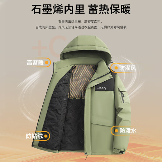 JEEP Jeep Cotton Jacket Men's Winter Jacket Men's Workwear Down Cotton Warm Cotton Jacket Cold-proof Charge Cotton Jacket Men Black XL