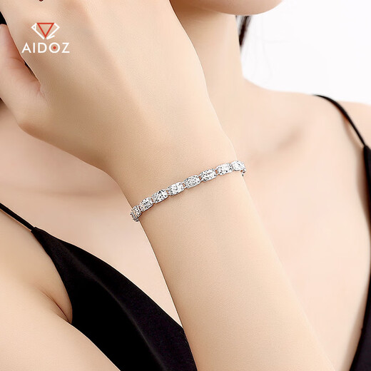 Aido Diamond pt950 Platinum Shining Star Bracelet Women's Platinum Wide Face Thick Bracelet Weight 6.6-6.8g Length 16+2cm Width Approximately 4mm