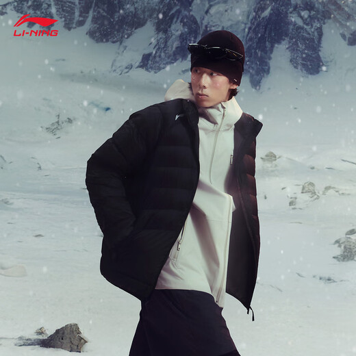 李宁火锅羽绒男子反光防泼水科技保暖85%鸭绒短羽绒服AYMV409