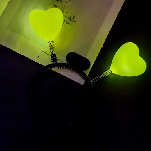 Half a grain of concert yellow five-pointed star love headband fluorescent light-up support headband hairband for men and women props children's performance five-pointed star + love style丨spring headband yellow