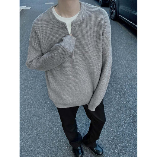 Du Xiaoxian Henry collar knitted sweater men's autumn and winter half-zip inner bottoming shirt trendy high-end loose sweater black main picture XL recommended 120-140Jin Jin equals 0.5 kg