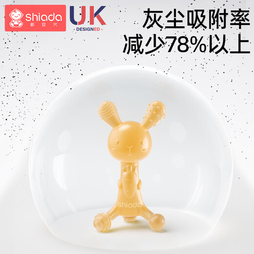 Xin'andai bunny teether, baby chewing gum, baby teething stick, teething period, oral toy, anti-eating hand artifact, nano silver three-piece set, peach pink rabbit + small mushroom (comes with molar stick + anti-falling)