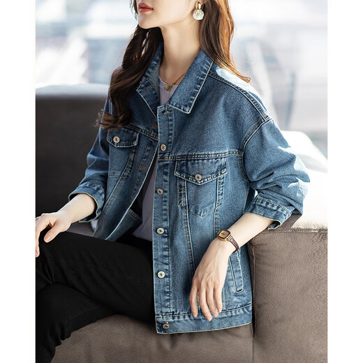 LISM [gleiches Modell im Einkaufszentrum] High-End-Jacke 2025 Herbst Fashion Casual Short Denim Damen-Dame-Dame-Eleganzbildfarbe [80-95jin [Jin entspricht 0,5 kg]]]