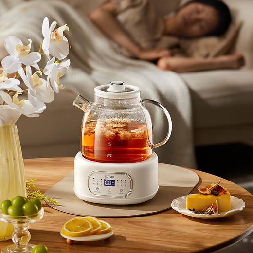 LOTOR small round ton health pot 1.2 liter teapot office kettle constant temperature pot health pot glass multi-function teapot flower teapot D12Q