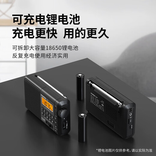 Panda (panda) T-02 full-band radio for the elderly plug-in card TF card portable old-fashioned rechargeable radio car backup semiconductor black